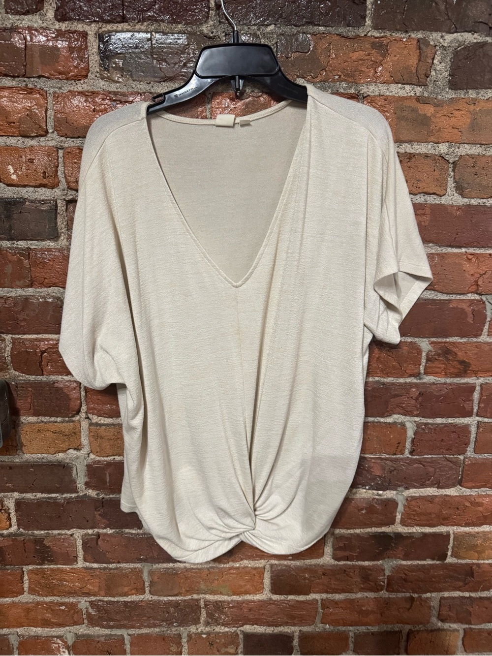 GAP Oversized Women's Cream V-Neck Twist-Front Top Size Large